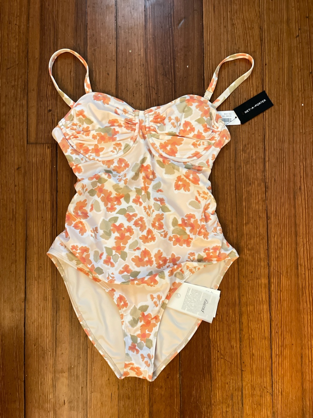 NWT Peony Swimwear Lilium Ruched Underwire One Piece in Yellow Orange Floral - Picture 5 of 8